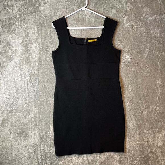 Alice + Olivia Black Bandage Bodycon Stretch‎ Mini Square Neck Dress Size Large - Picture 1 of 7